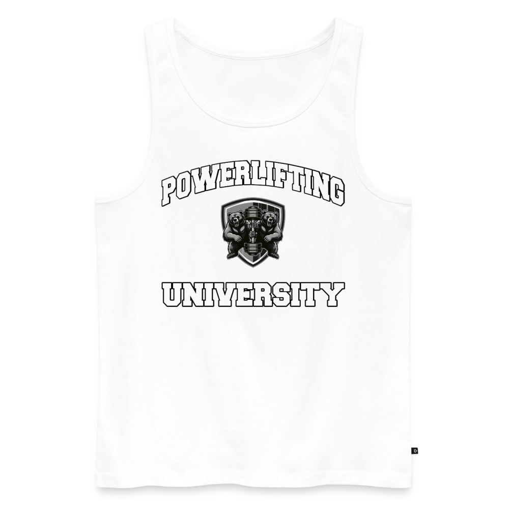 Classic Tank Top 'Powerlifting University' - Weiß
