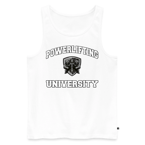Classic Tank Top 'Powerlifting University' - Weiß