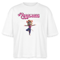 Oversized 'Yogamaus' Frauen Shirt (Frontprint) - Weiß