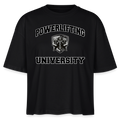 Oversized 'Powerlifting University' Frauen Shirt (Frontprint) - Schwarz