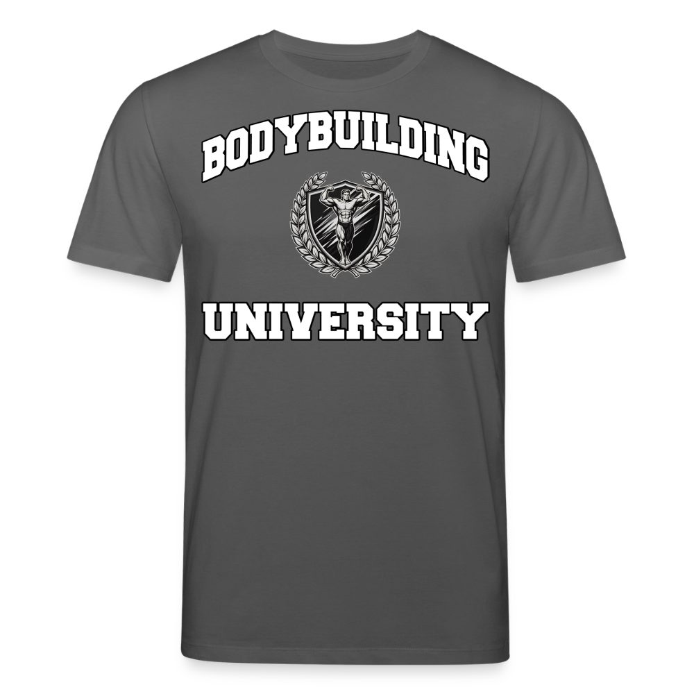 Medium Fit 'Bodybuilding University' T Shirt (Frontprint) - Anthrazit