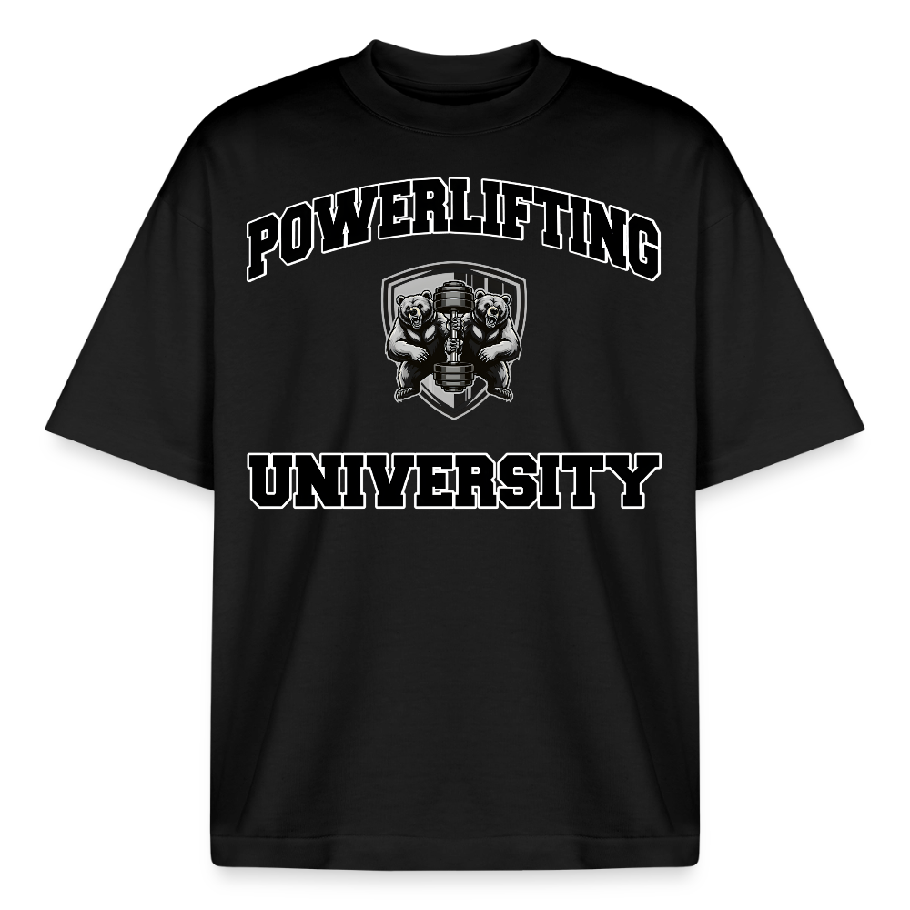 Heavyweight Oversized 'Powerlifting University' Pump Cover (Frontprint) Black - Schwarz