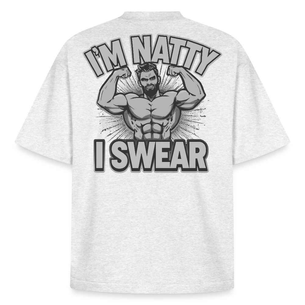 Heavyweight Oversized 'IM NATTY' Pump Cover (Back Print) - Kühles Grau meliert
