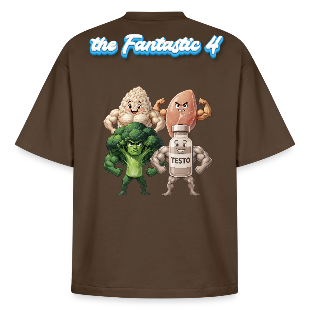Heavyweight Oversized 'Fantastic 4' Pump Cover (Back Print) - Dunkelbraun