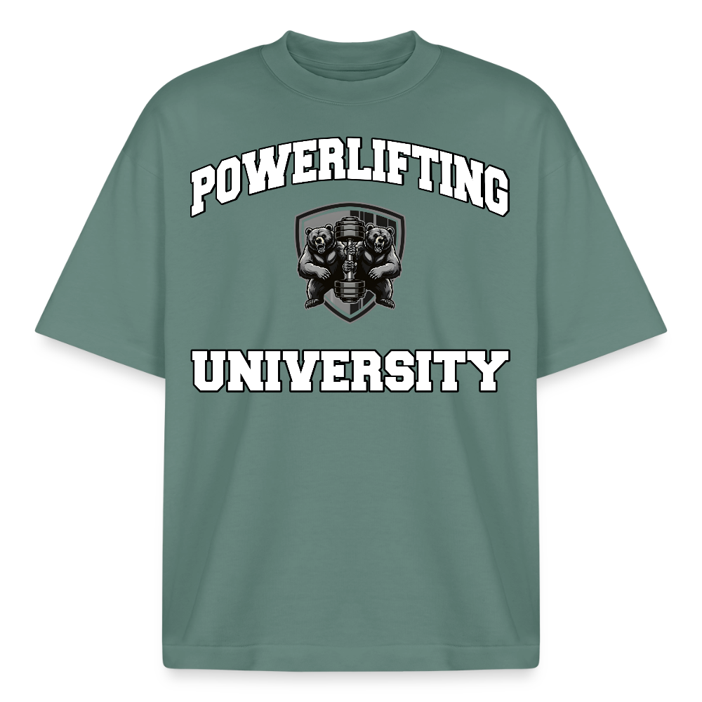 Heavyweight Oversized 'Powerlifting University' Pump Cover (Frontprint) - Grüner Bucht