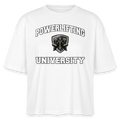 Oversized 'Powerlifting University' Frauen Shirt (Frontprint) - Weiß