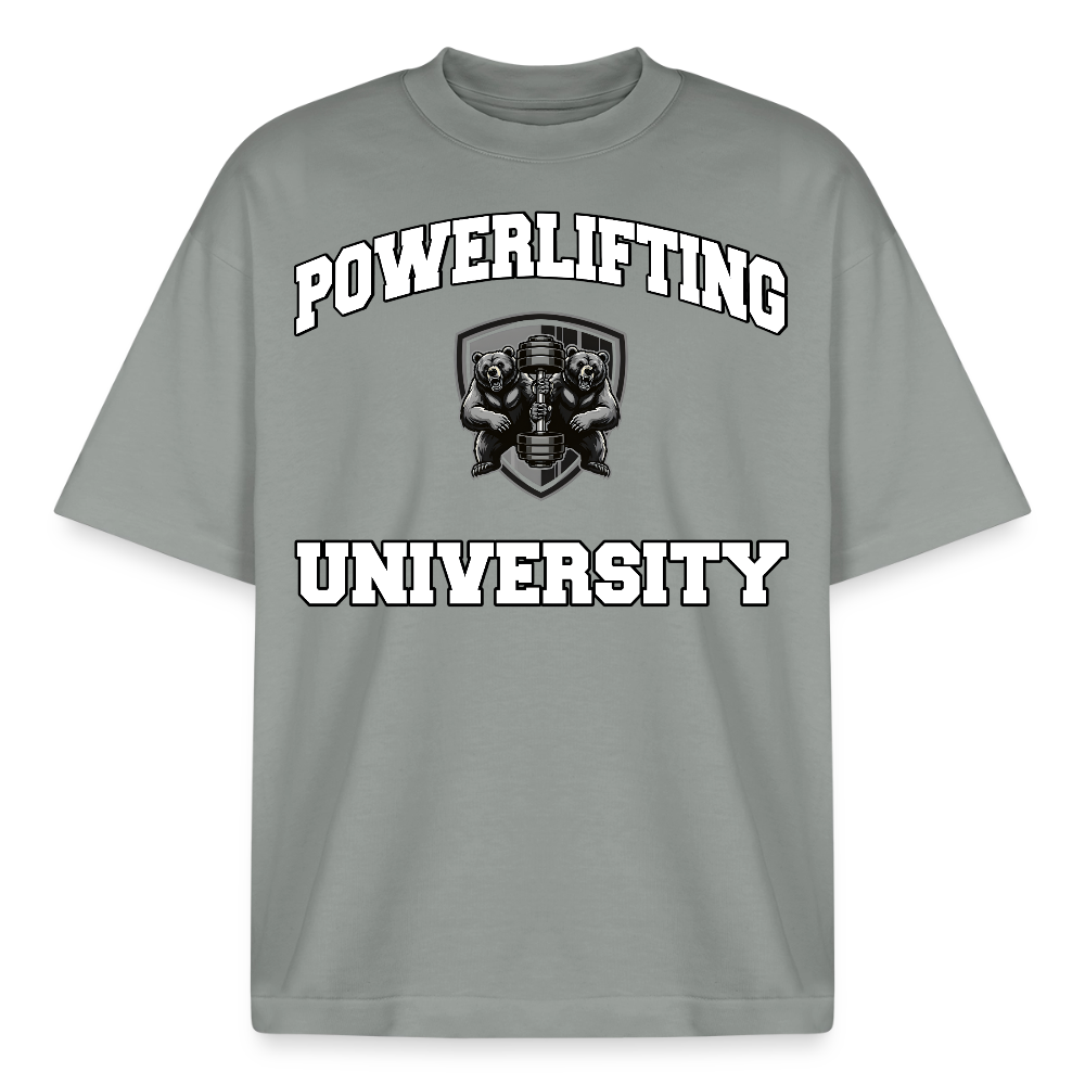 Heavyweight Oversized 'Powerlifting University' Pump Cover (Frontprint) - Nebelgrau