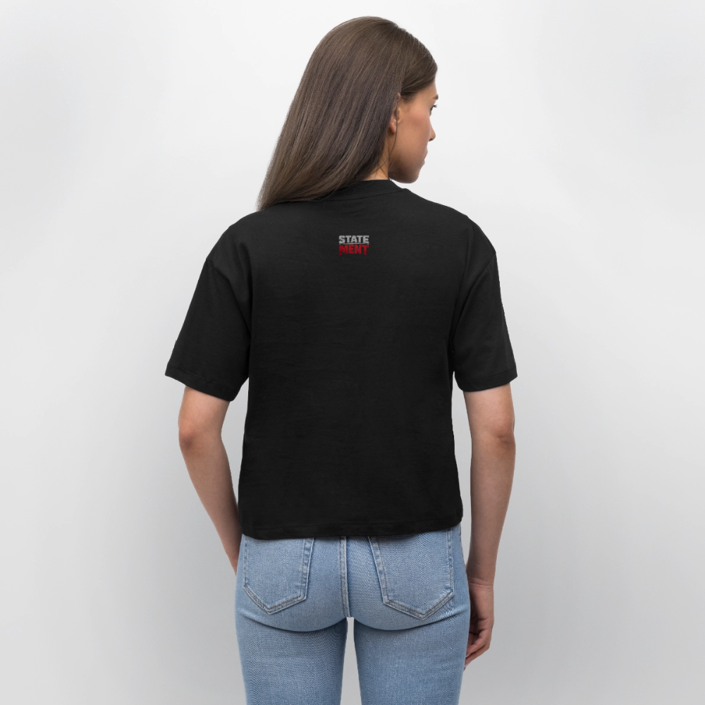 Oversized 'Fitnessmaus' Frauen Shirt (Frontprint) - Schwarz