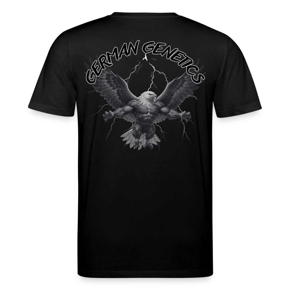 Medium Fit 'German Genetics' T Shirt (Back Print) - Schwarz