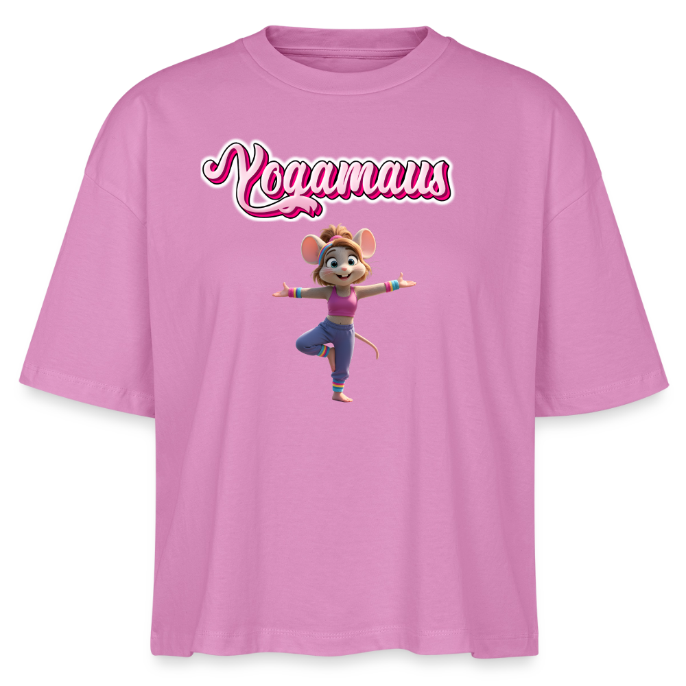 Oversized 'Yogamaus' Frauen Shirt (Frontprint) - Pink