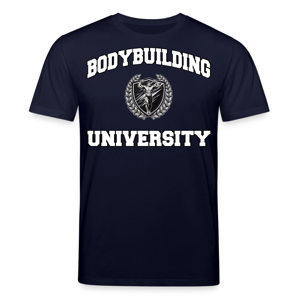 Medium Fit 'Bodybuilding University' T Shirt (Frontprint) - Navy