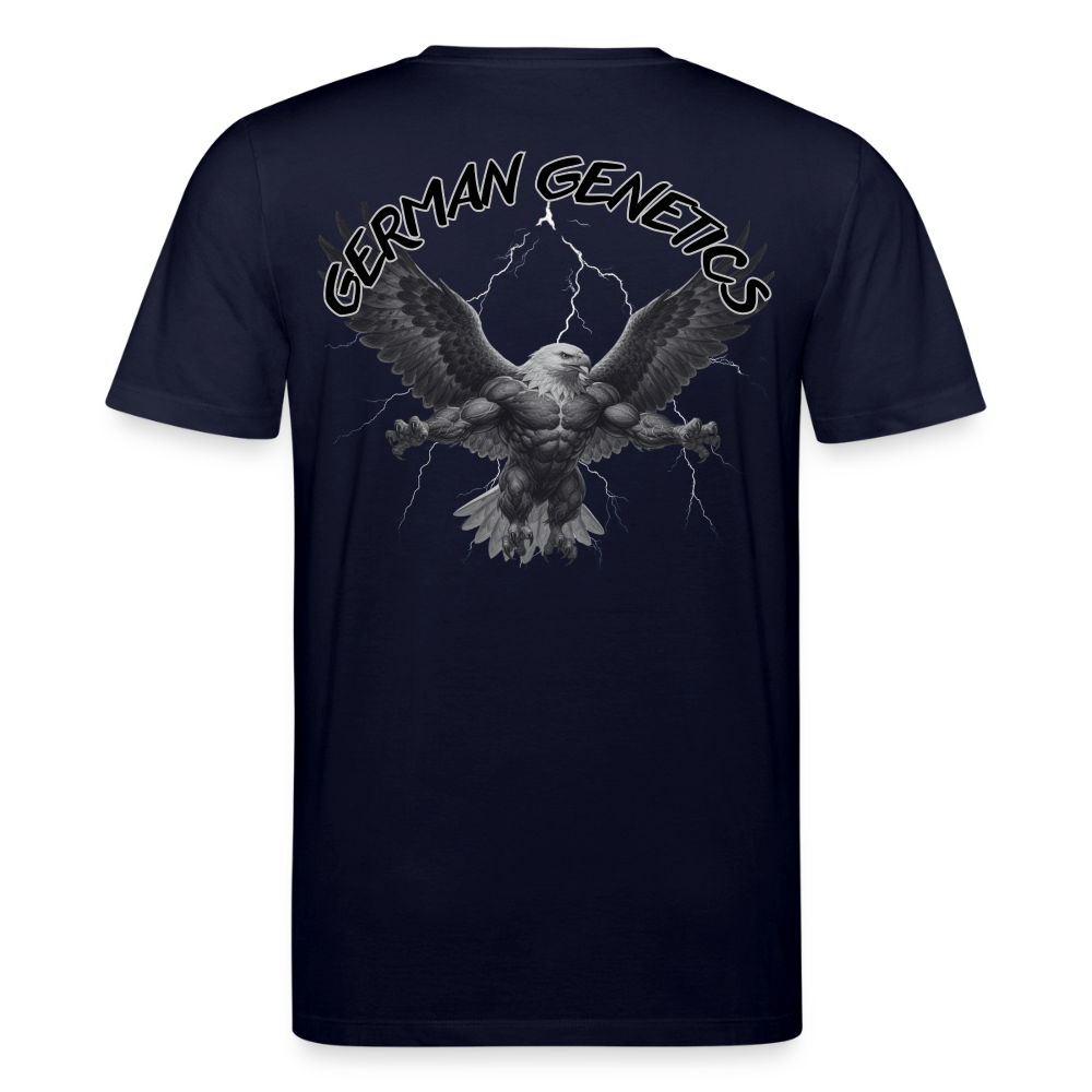 Medium Fit 'German Genetics' T Shirt (Back Print) - Navy