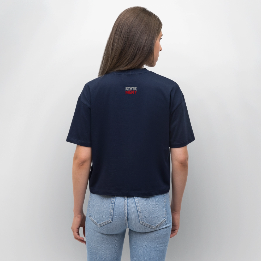 Oversized 'Fitnessmaus' Frauen Shirt (Frontprint) - Navy